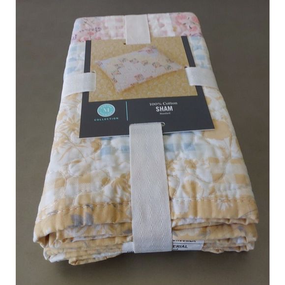 Martha Stewart Collection CHECKER FLORAL Multicolor Quilted Standard Pillow Sham - Picture 4 of 9